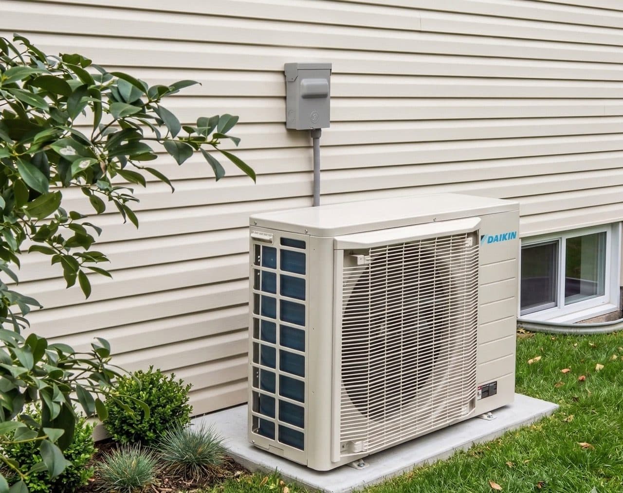 Heat pump outdoor unit being serviced on Long Island Heat pump outdoor unit being serviced on Long Island