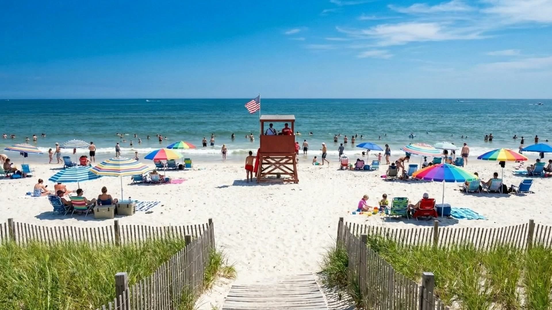 Summer day at a Long Island South Shore beach, served by Patchogue Heating and Air Conditioning Sunny summer day at a Long Island South Shore beach near Patchogue
